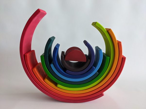 Colourful Wooden Rainbow Stacking Arch Large 12 Pieces