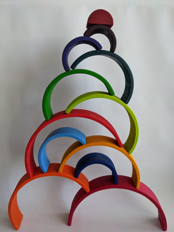 Colourful Wooden Rainbow Stacking Arch Large 12 Pieces