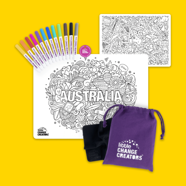 Reusable Silicone Colouring Mat featuring Australian animals and Aussie icons