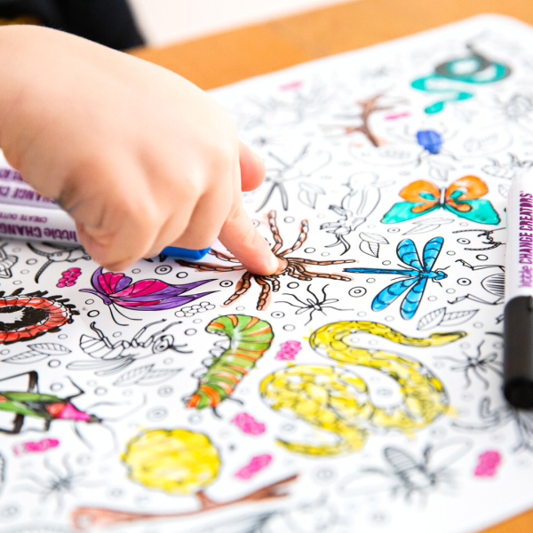 Reusable Silicone Colouring Mat featuring bugs, insects and creepy crawlies creatures